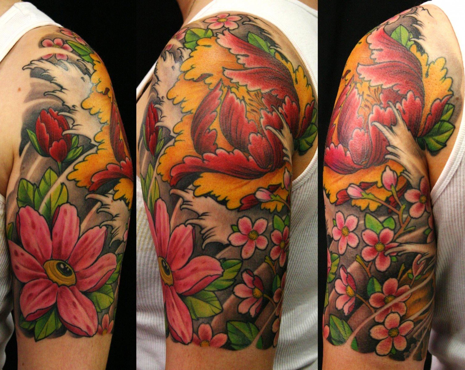 tatuaggi braccio giapponesi fiori