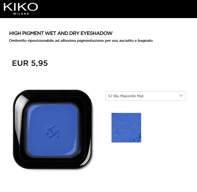 make up kiko ombretto blu