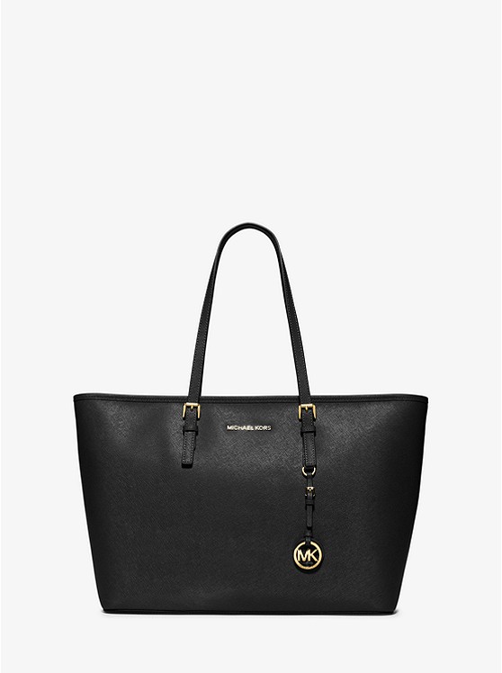 Borsa tote Jet Set media in pelle Saffiano con zip superiore-michael kors