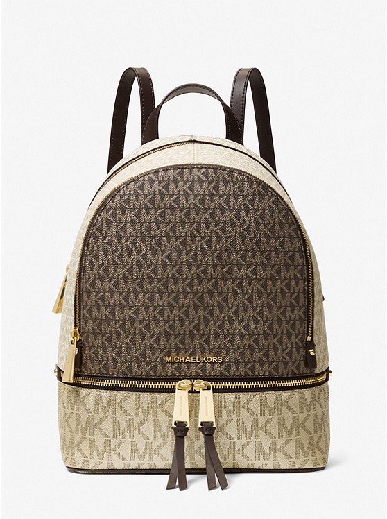 Zaino Rhea medio color block con logo metallizzato