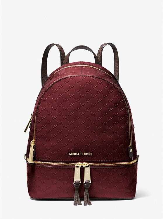 Zaino Rhea medio in pelle verniciata con logo in rilievo